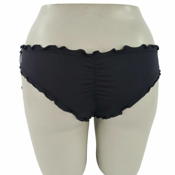 Extra Cheeky Bikini Bottom Womens 4/6 Black Low Coverage Ruched Shirred - Picture 4 of 12